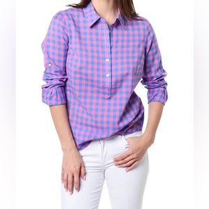 Vineyard Vines Pink Blue Buffalo Check Popover top sz: 0